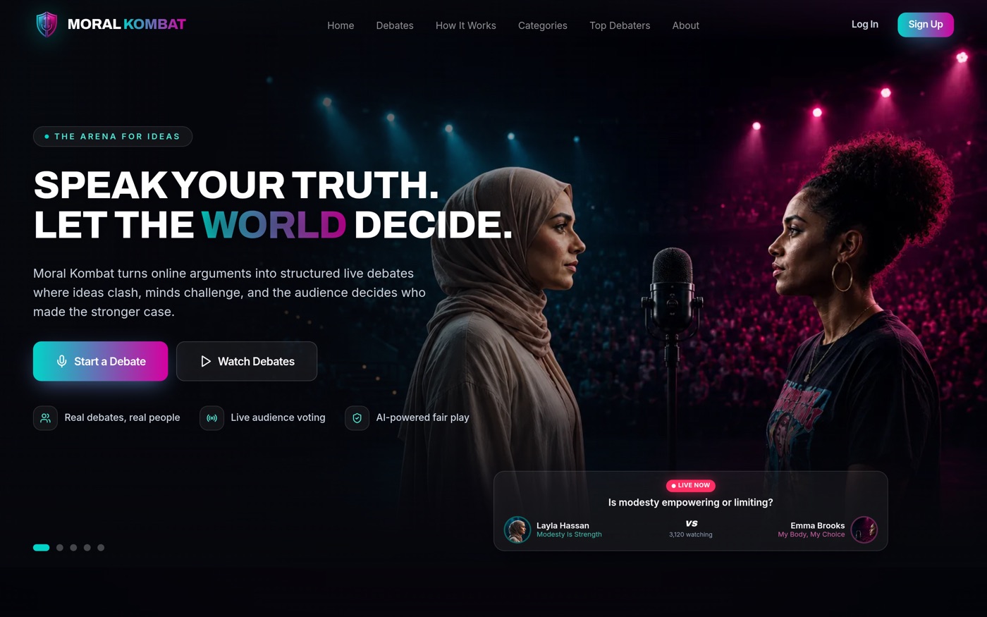 Moral Kombat live debate platform preview