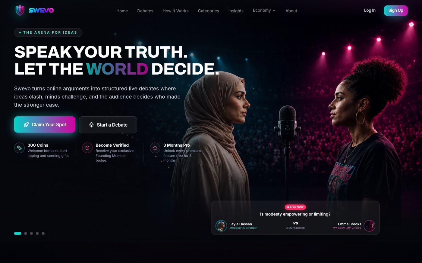 Swevo live debate platform preview
